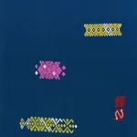 Schumacher 82041 Balamil Handwoven Panel Multi On Navy fabric swatch