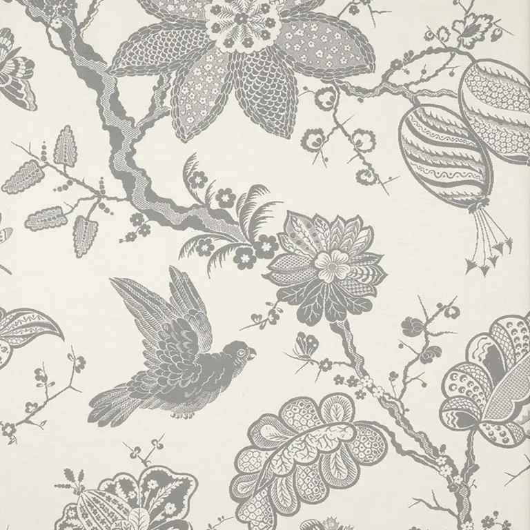 Schumacher 174371 Bali Vine Charcoal fabric swatch