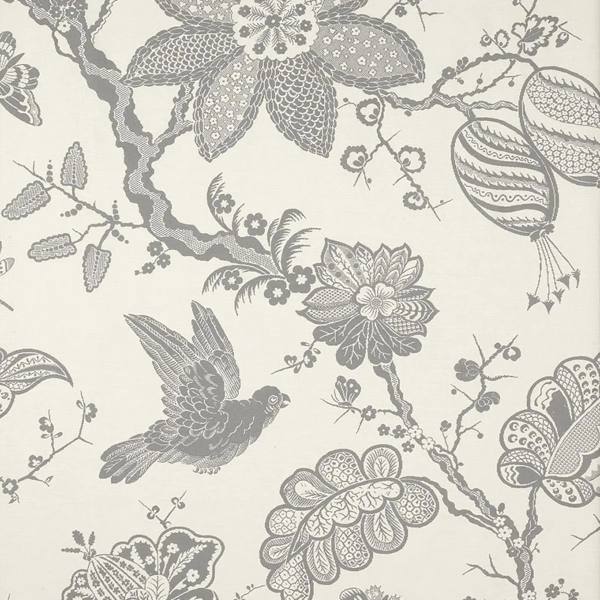 Schumacher 174371 Bali Vine Charcoal fabric swatch