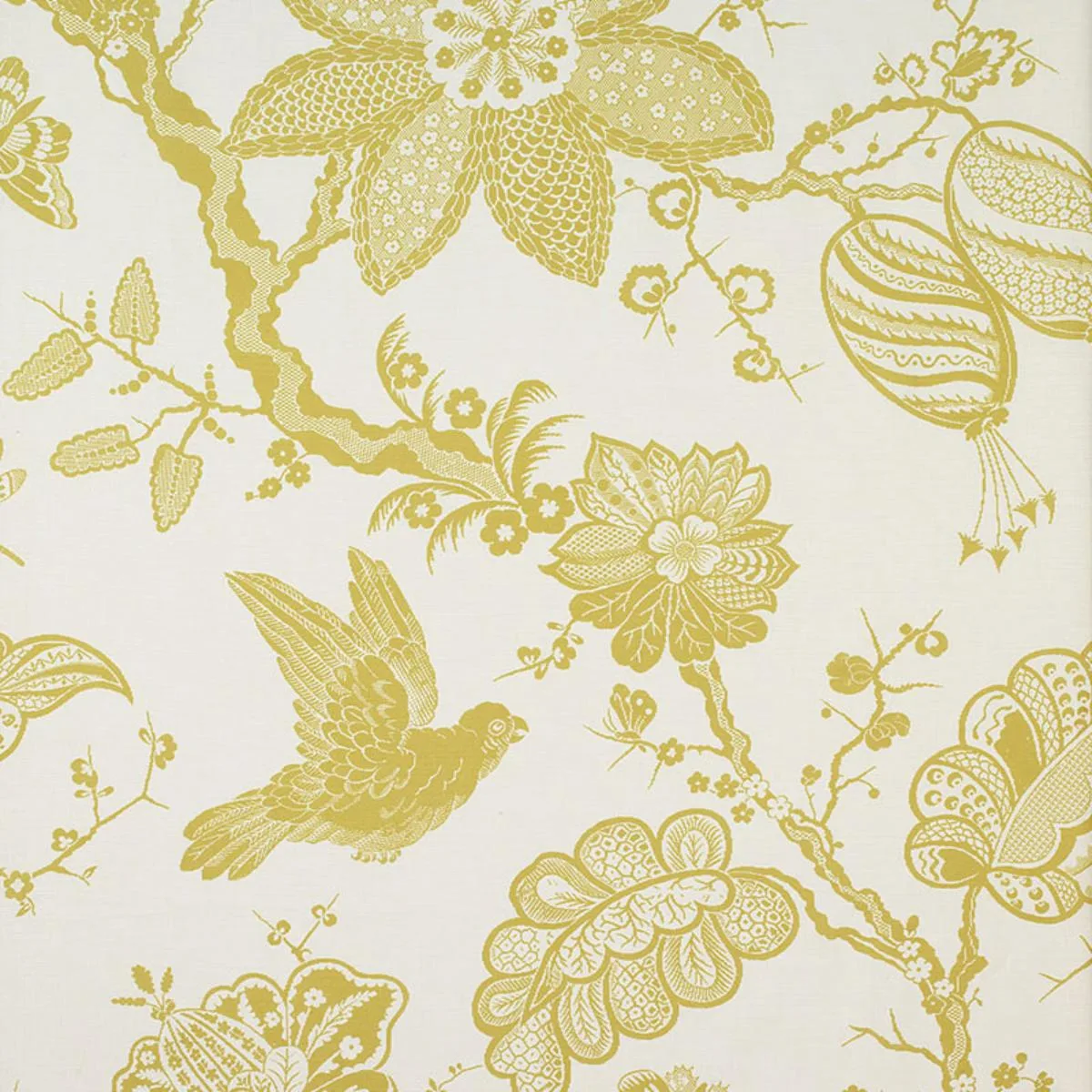 Schumacher 174370 Bali Vine Chartreuse fabric swatch