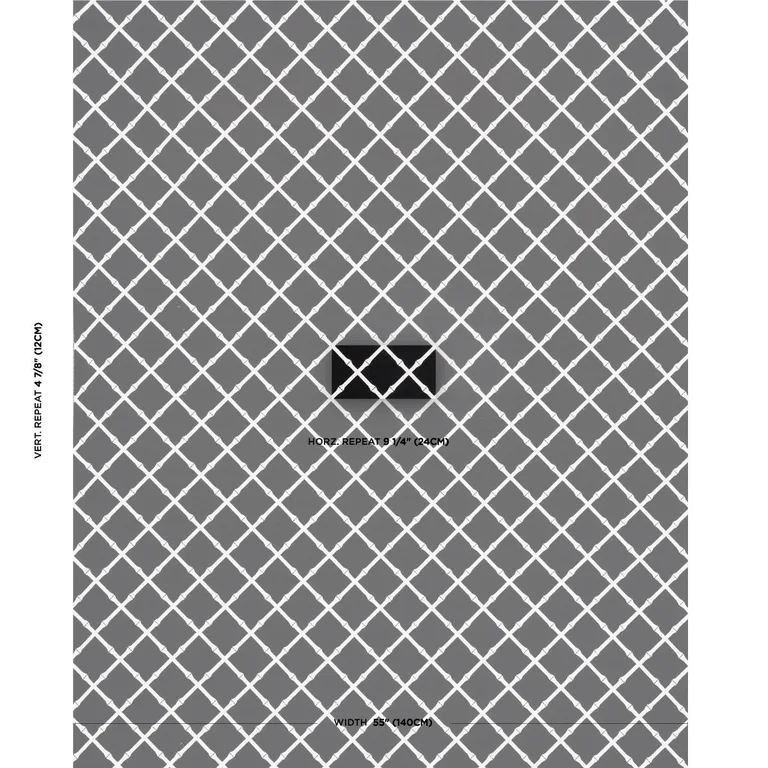 Schumacher 82763 Bamboo Trellis Indoor/Outdoor Black fabric swatch