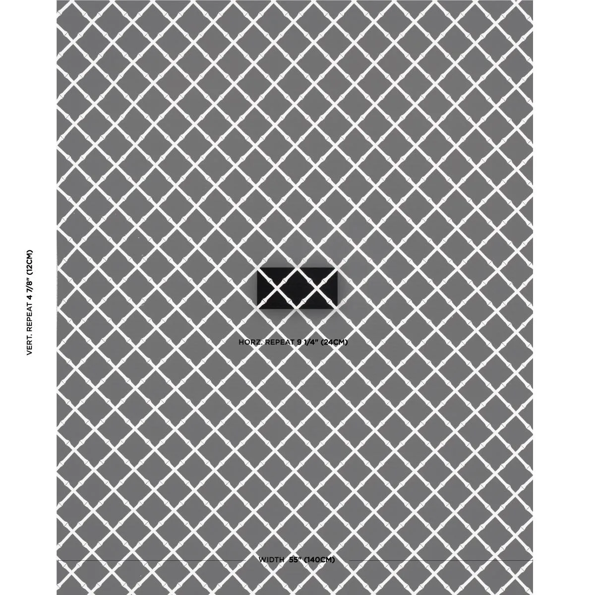 Schumacher 82763 Bamboo Trellis Indoor/Outdoor Black fabric swatch