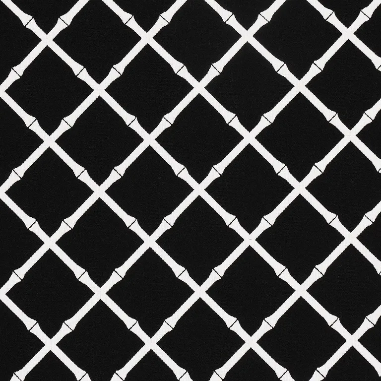 Schumacher 82763 Bamboo Trellis Indoor/Outdoor Black fabric swatch