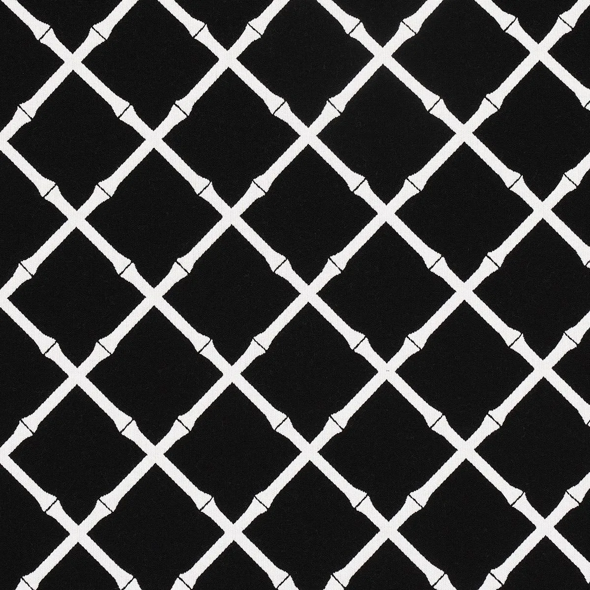 Schumacher 82763 Bamboo Trellis Indoor/Outdoor Black fabric swatch