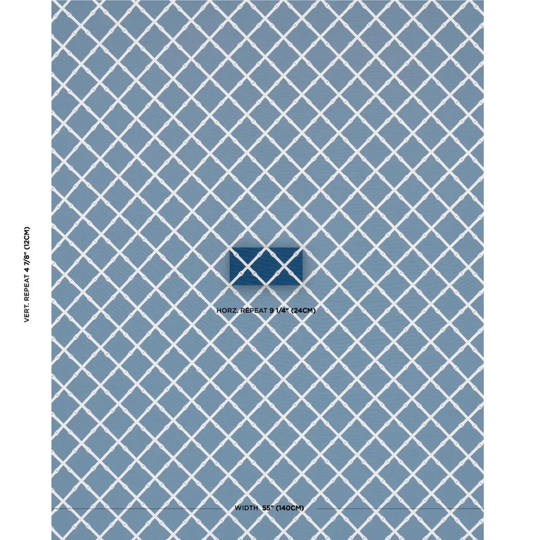 Schumacher 82762 Bamboo Trellis Indoor/Outdoor Navy fabric swatch