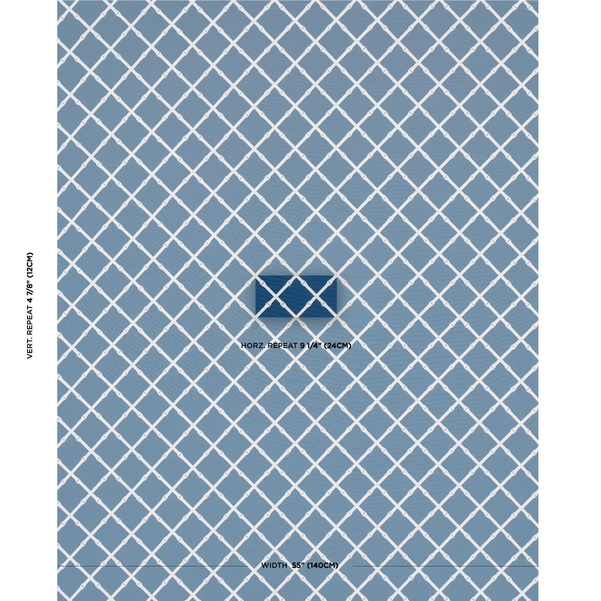 Schumacher 82762 Bamboo Trellis Indoor/Outdoor Navy fabric swatch