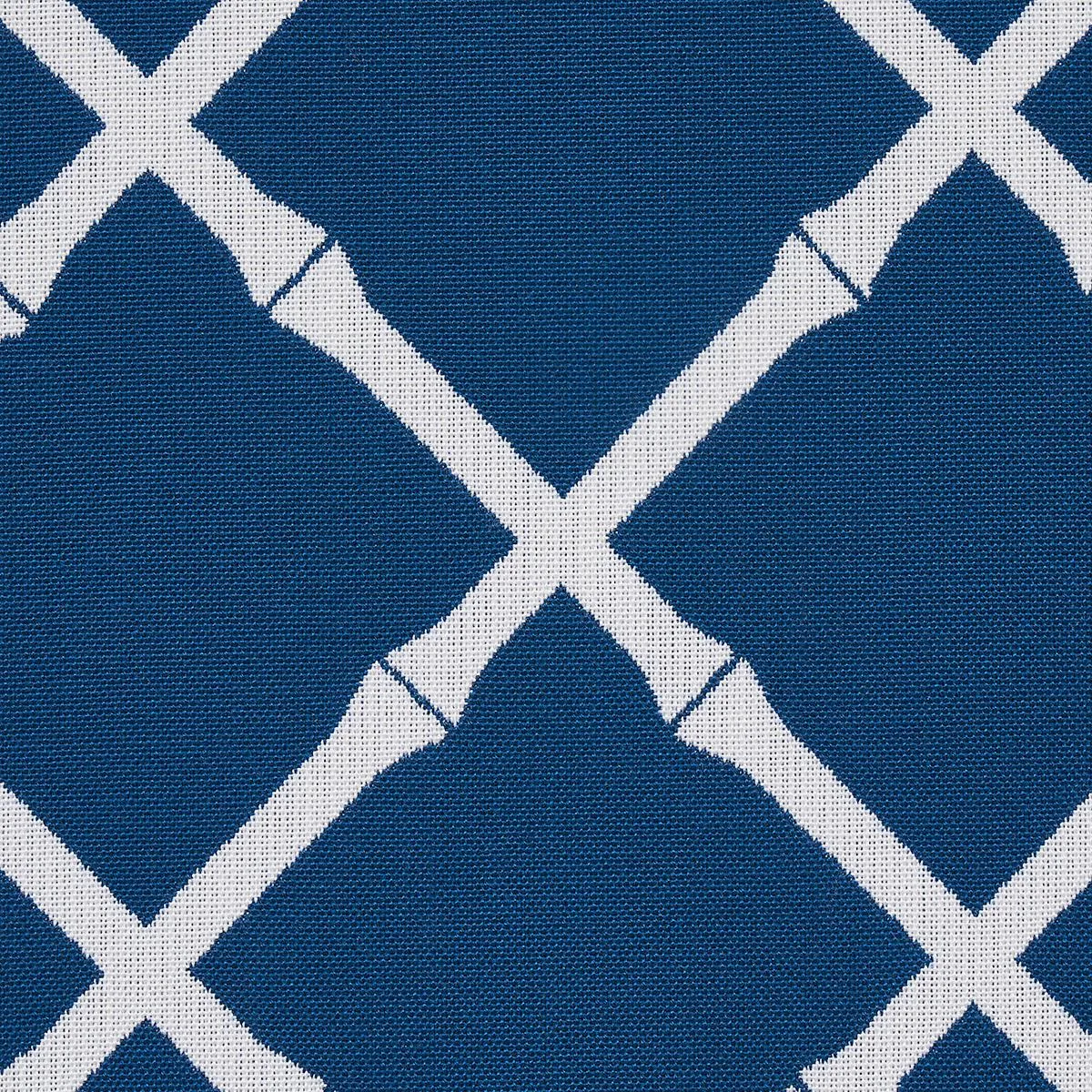 Schumacher 82762 Bamboo Trellis Indoor/Outdoor Navy fabric swatch