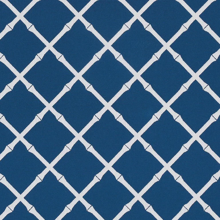 Schumacher 82762 Bamboo Trellis Indoor/Outdoor Navy fabric swatch