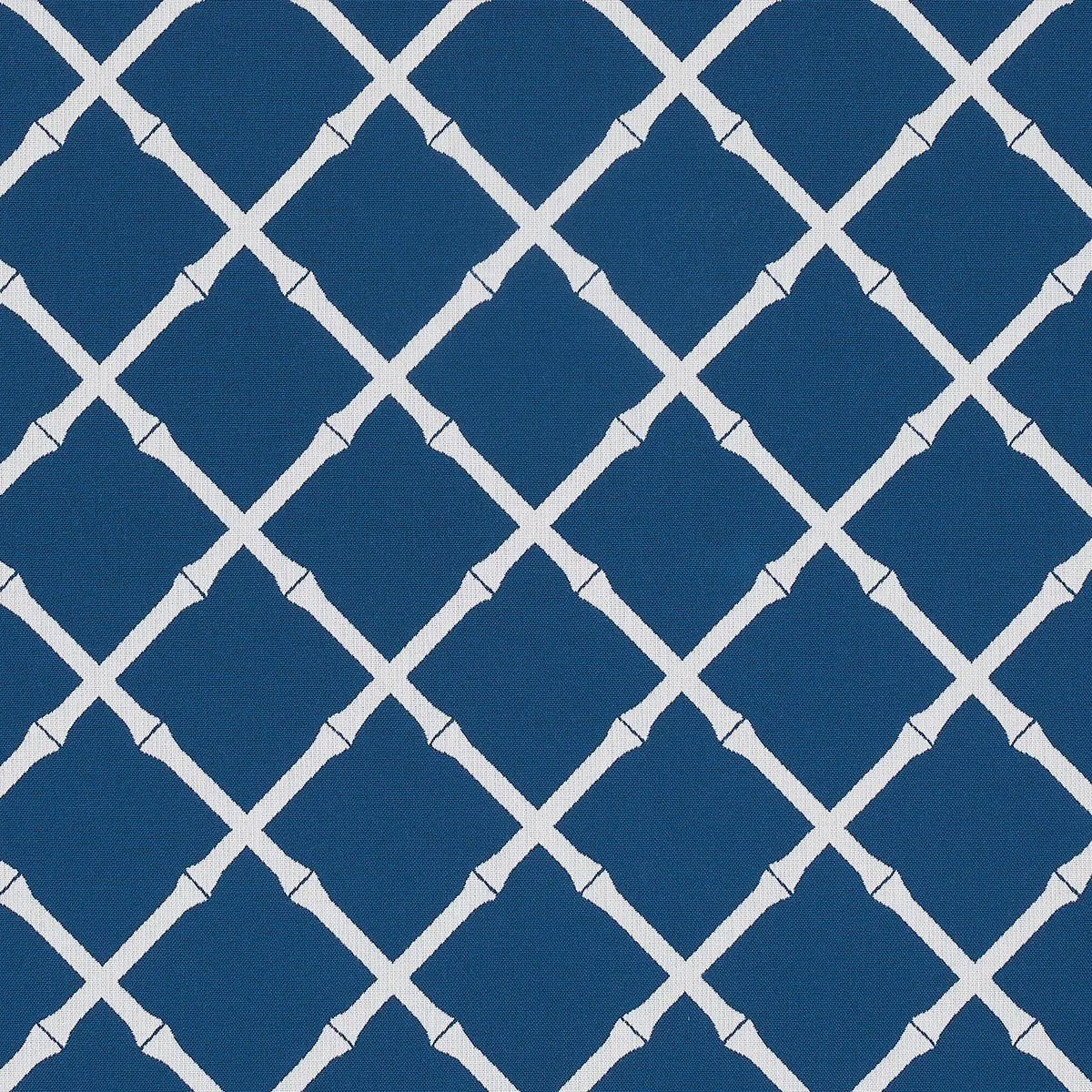 Schumacher 82762 Bamboo Trellis Indoor/Outdoor Navy fabric swatch