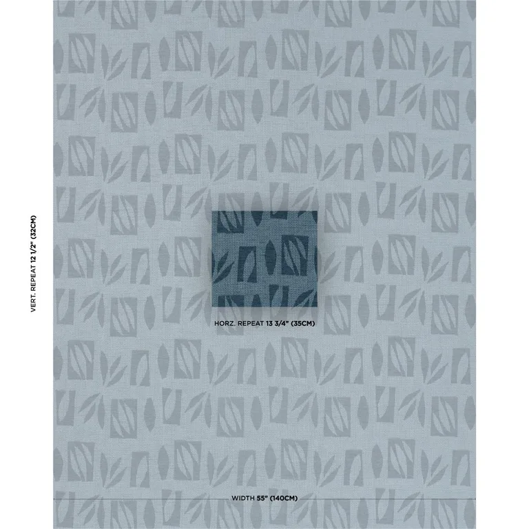Schumacher 85880 Banana Leaf Cutout Blue fabric swatch