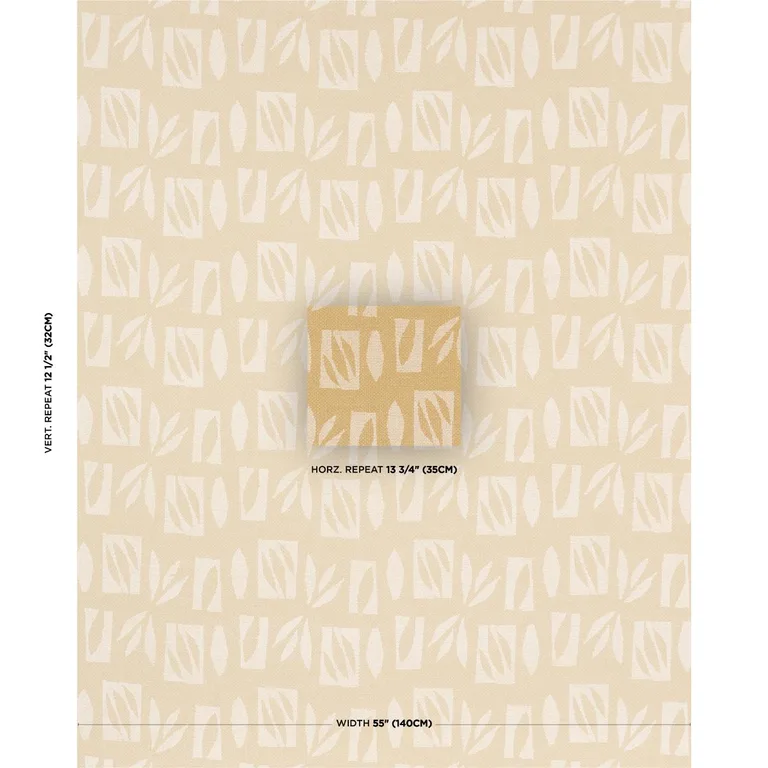 Schumacher 85881 Banana Leaf Cutout Cream fabric swatch