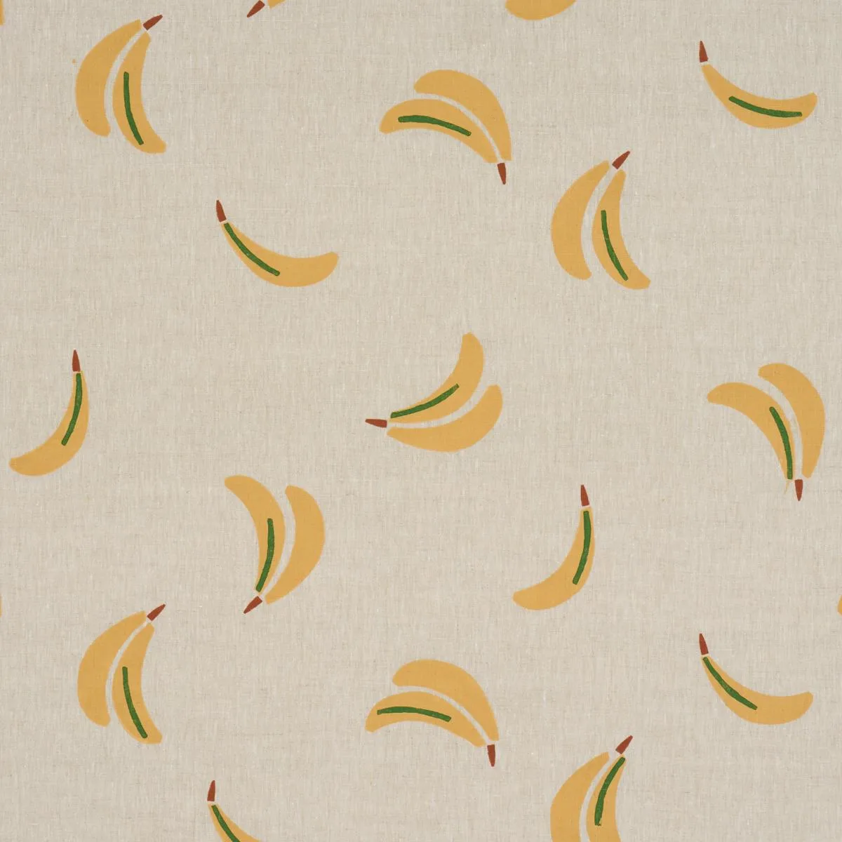 Schumacher 182370 Banana Stand Hand Block Print Ochre And Green On Natural fabric swatch