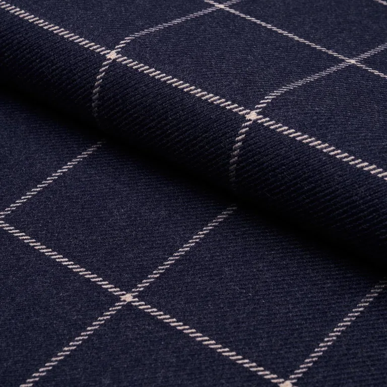 Schumacher 66774 Bancroft Wool Plaid Navy fabric swatch