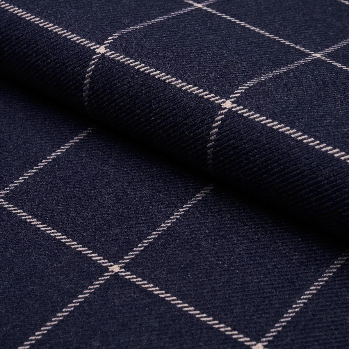 Schumacher 66774 Bancroft Wool Plaid Navy fabric swatch