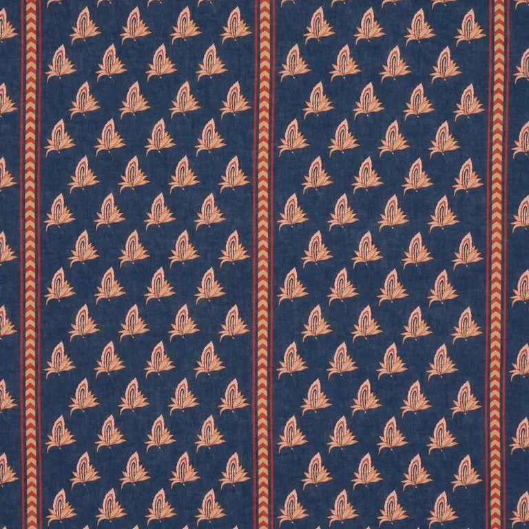 Schumacher 182600 Bangalore Imagination Bleu fabric swatch