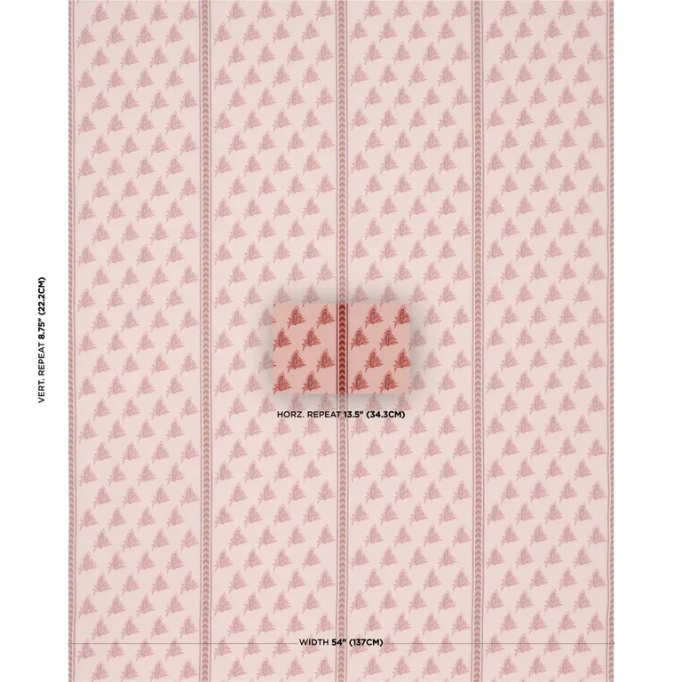 Schumacher 182602 Bangalore Imagination Rose fabric swatch