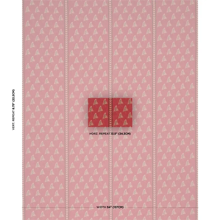 Schumacher 182601 Bangalore Imagination Rouge fabric swatch
