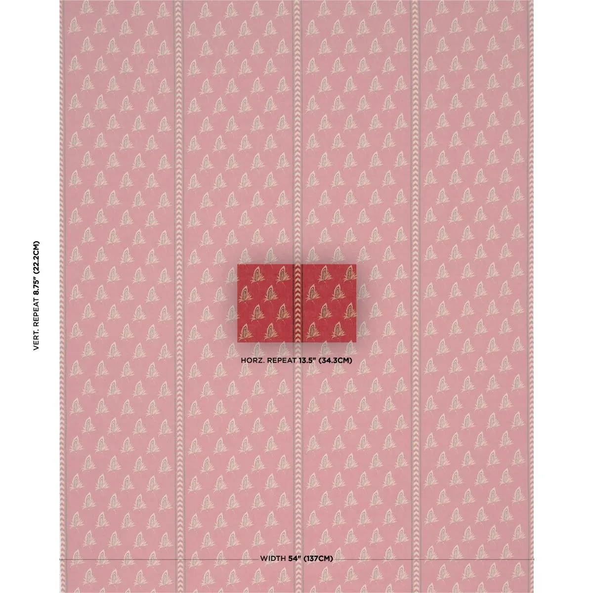 Schumacher 182601 Bangalore Imagination Rouge fabric swatch