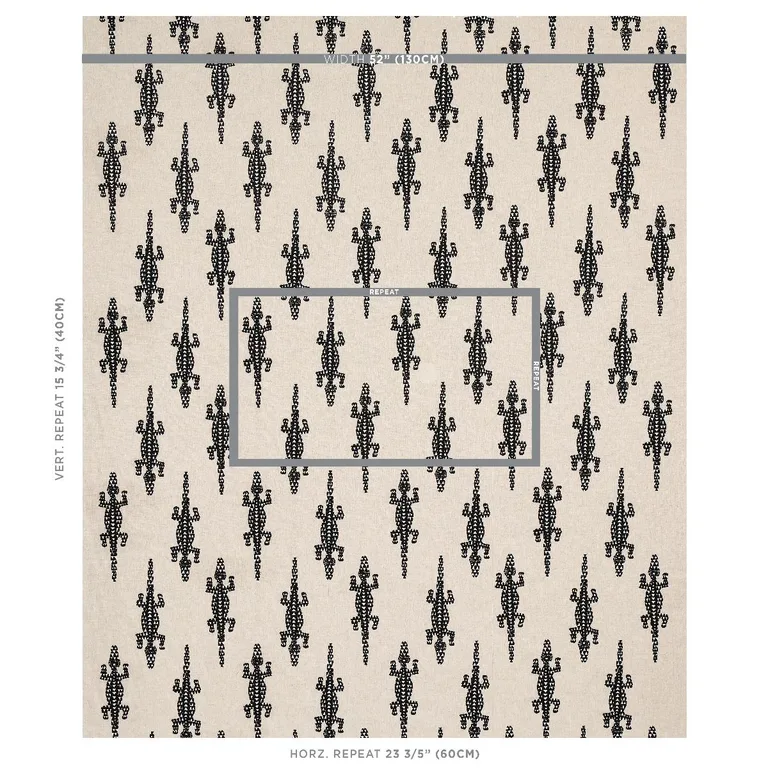 Schumacher 80200 Baracoa Embroidery Black fabric swatch