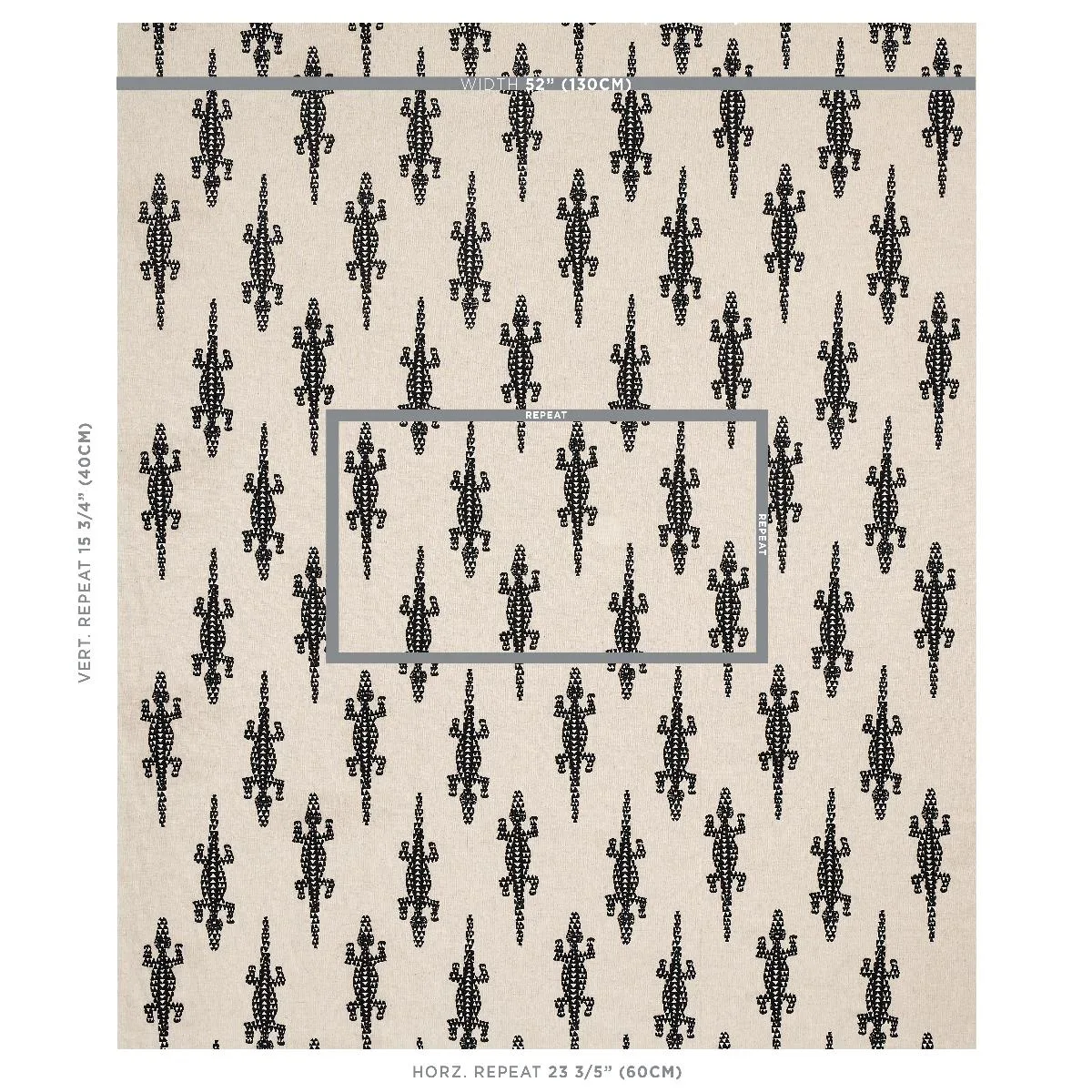 Schumacher 80200 Baracoa Embroidery Black fabric swatch