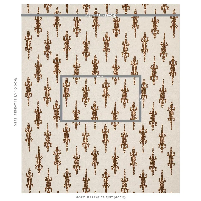 Schumacher 80201 Baracoa Embroidery Brown fabric swatch