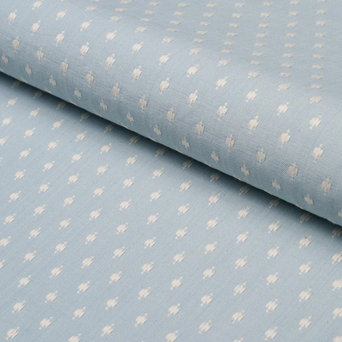 Schumacher 75538 Barlow Soft Blue fabric swatch