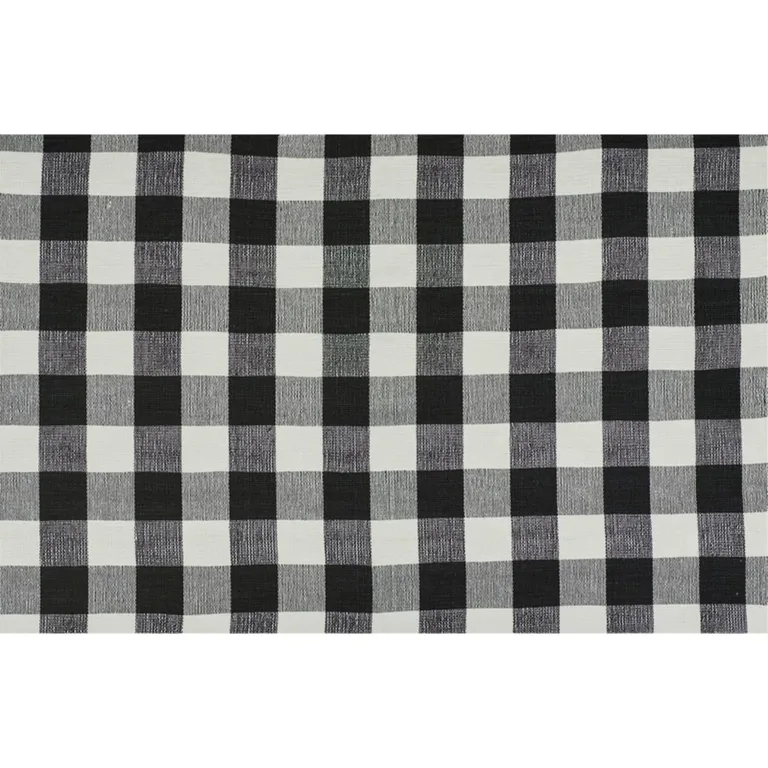 Schumacher 77552 Barnes Performance Check Black fabric swatch
