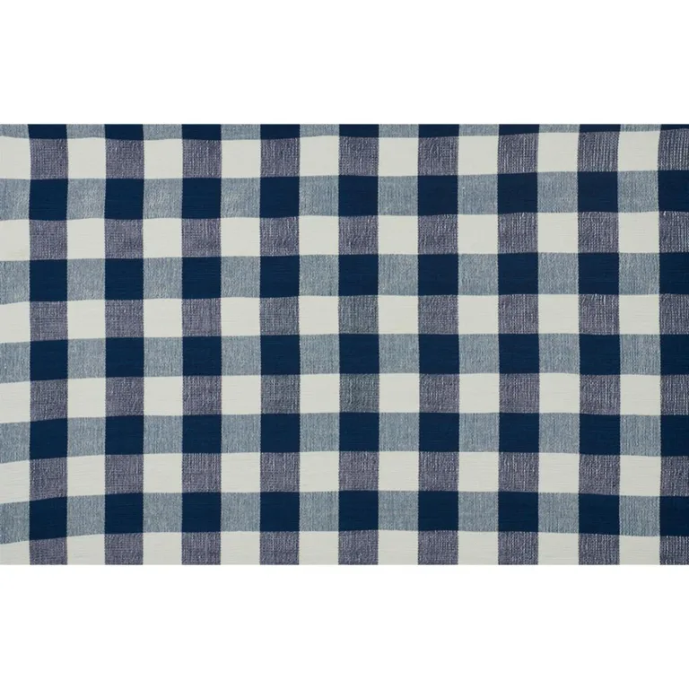 Schumacher 77550 Barnes Performance Check Blue fabric swatch