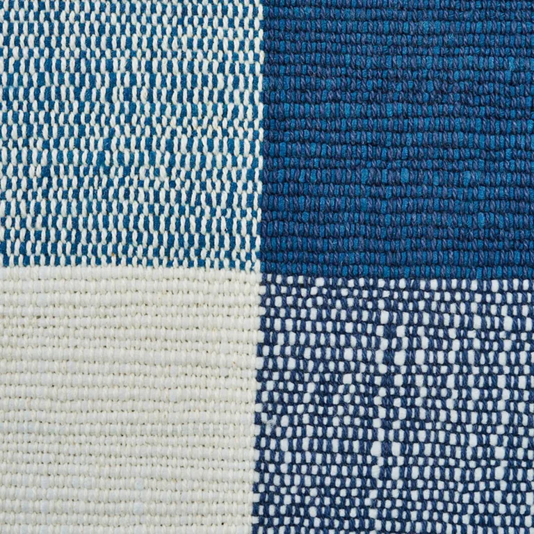 Schumacher 77550 Barnes Performance Check Blue fabric swatch