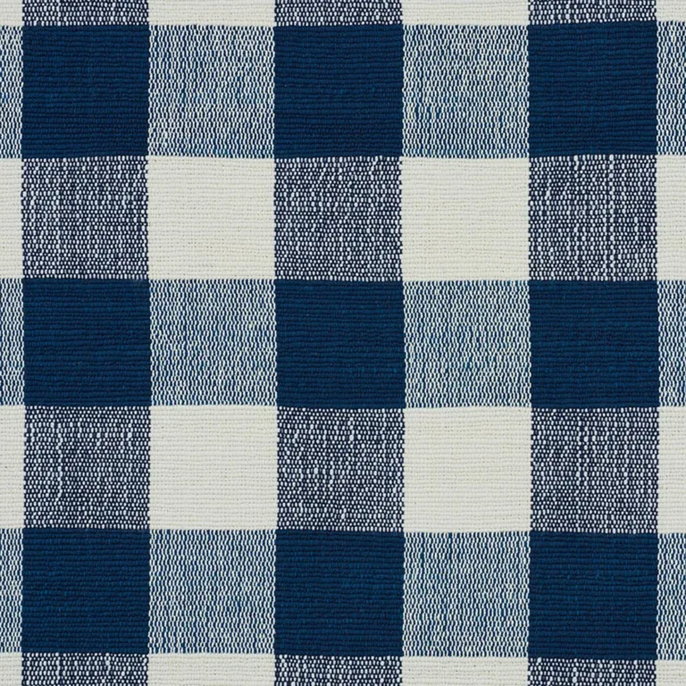 Schumacher 77550 Barnes Performance Check Blue fabric swatch