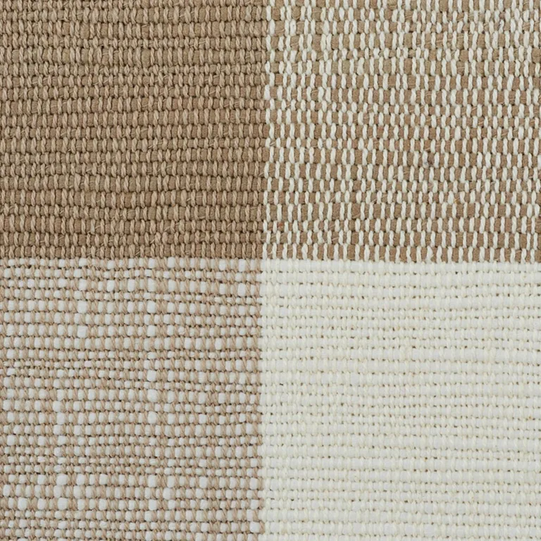 Schumacher 77551 Barnes Performance Check Natural fabric swatch