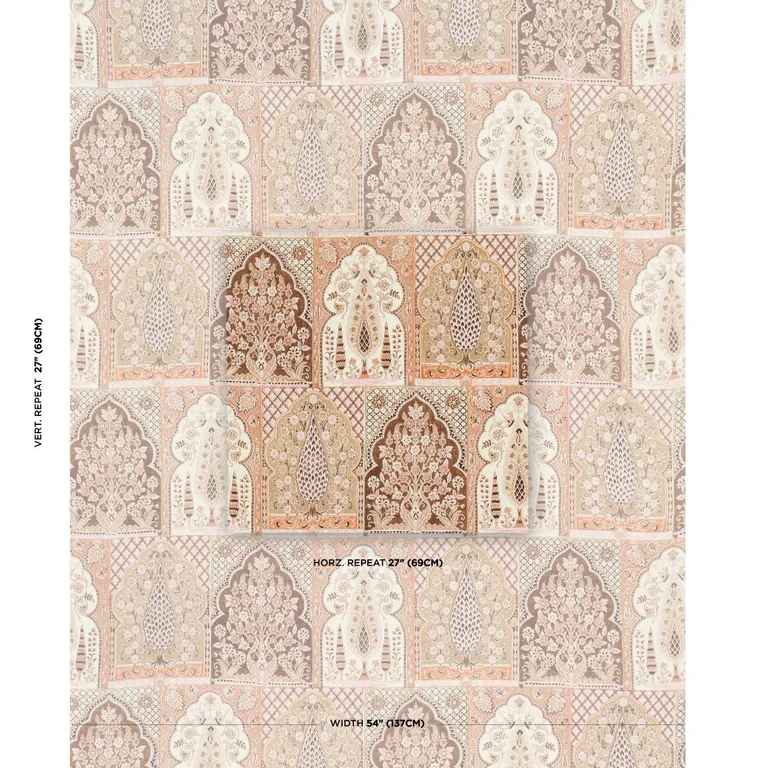 Schumacher 181310 Barra Palace Brown & Spice fabric swatch
