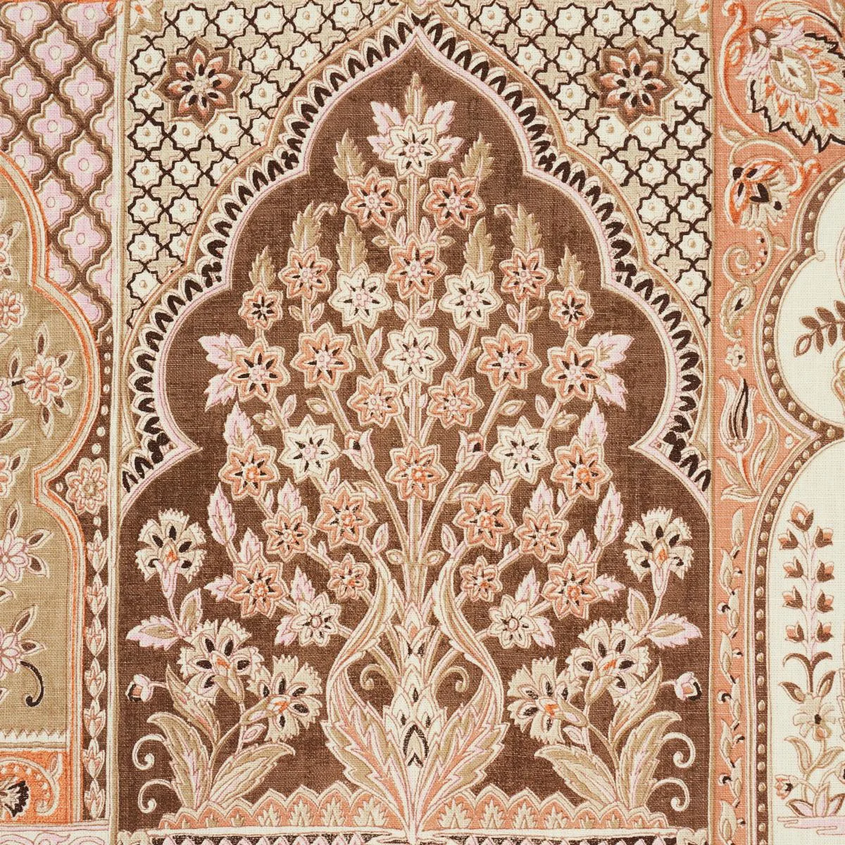 Schumacher 181310 Barra Palace Brown & Spice fabric swatch