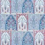Schumacher 181311 Barra Palace Indigo & Crimson fabric swatch