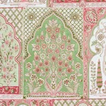Schumacher 181312 Barra Palace Pink & Green fabric swatch