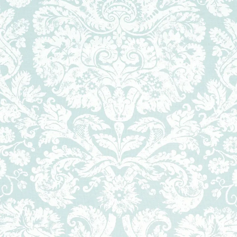 Schumacher 174132 Barresa Damask Aqua fabric swatch