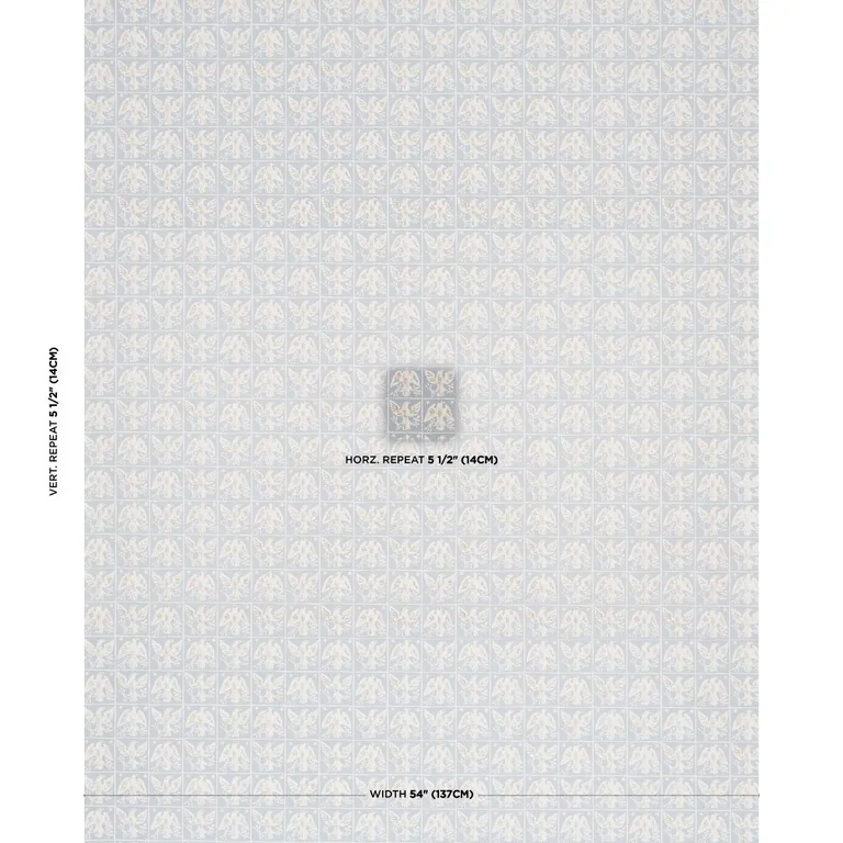 Schumacher 183192 Barton's Eagle Hand Print Blue fabric swatch