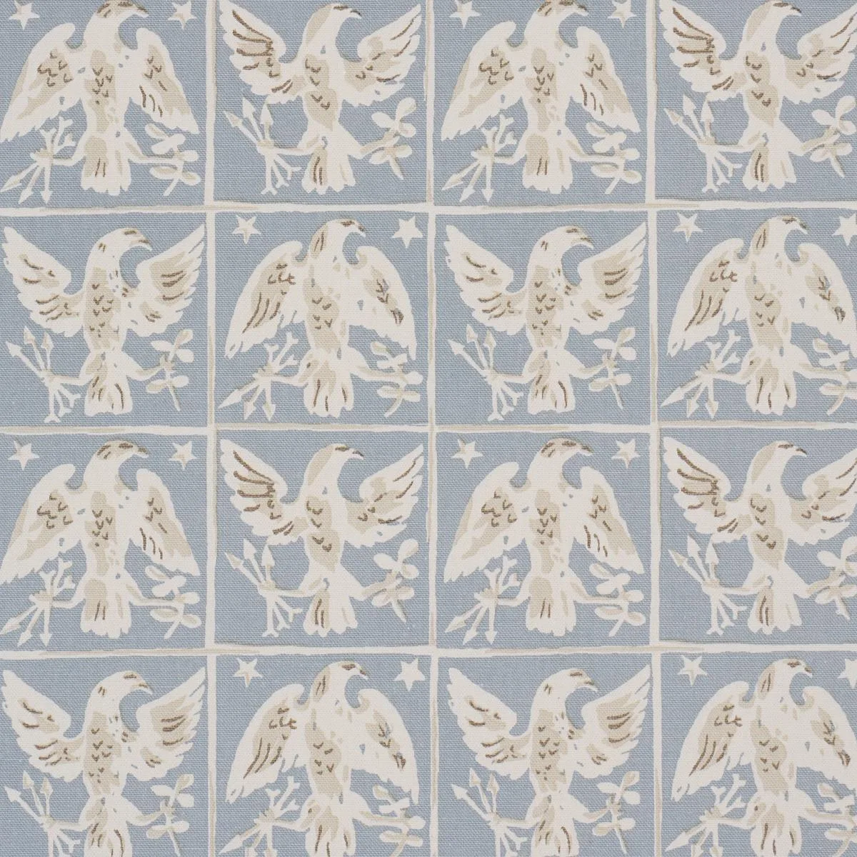 Schumacher 183192 Barton's Eagle Hand Print Blue fabric swatch