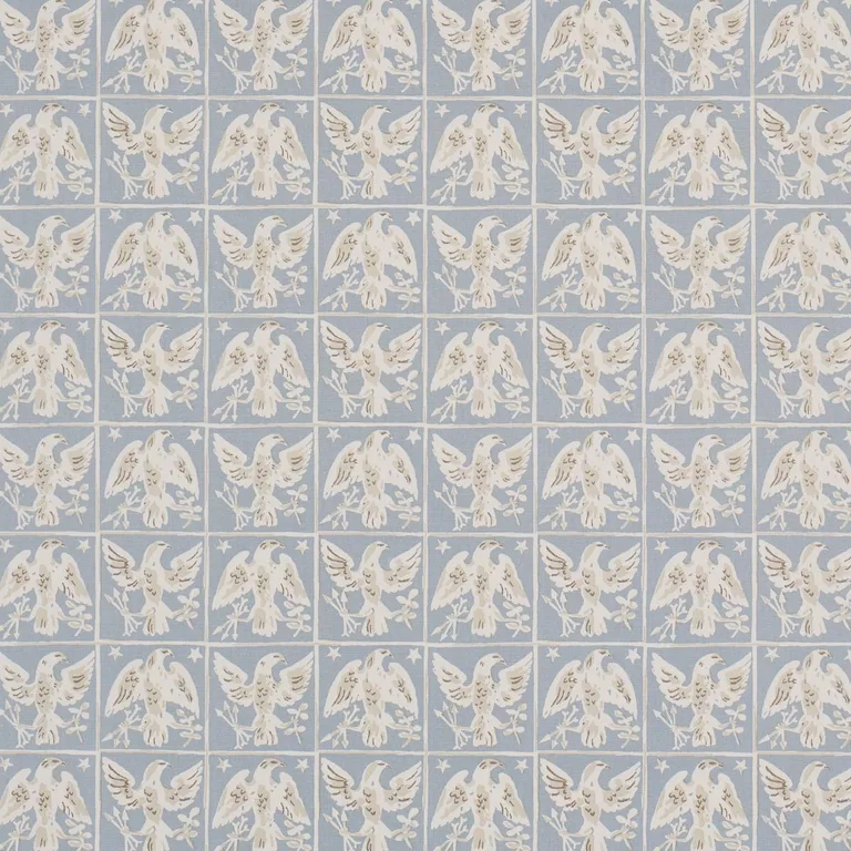 Schumacher 183192 Barton's Eagle Hand Print Blue fabric swatch