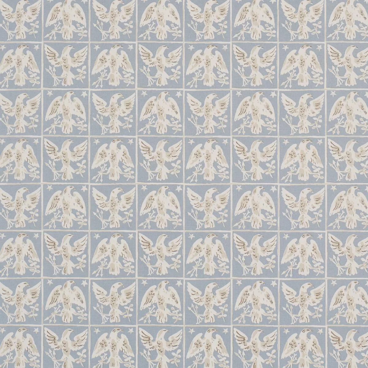 Schumacher 183192 Barton's Eagle Hand Print Blue fabric swatch