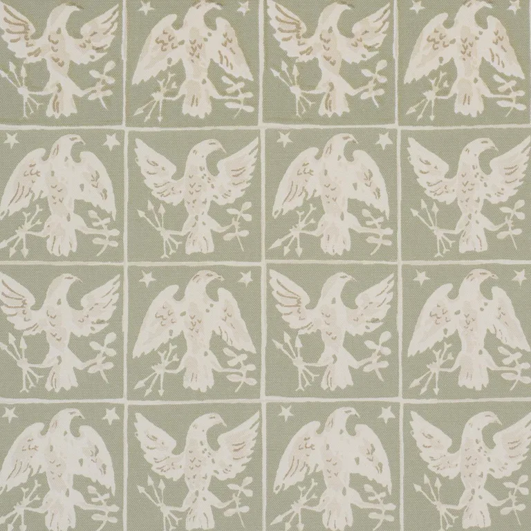 Schumacher 183191 Barton's Eagle Hand Print Green fabric swatch