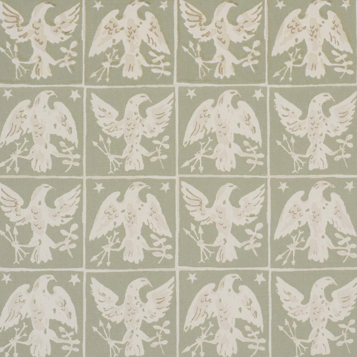 Schumacher 183191 Barton's Eagle Hand Print Green fabric swatch