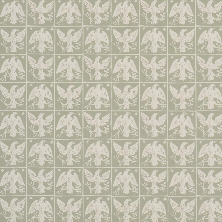 Schumacher 183191 Barton's Eagle Hand Print Green fabric swatch