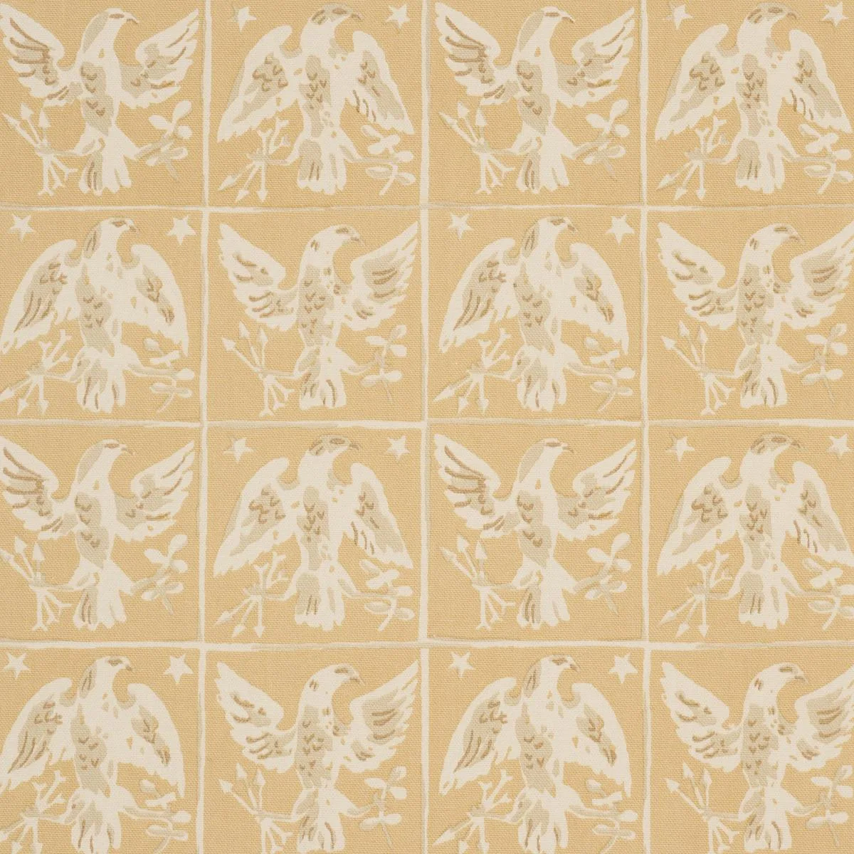 Schumacher 183190 Barton's Eagle Hand Print Yellow fabric swatch