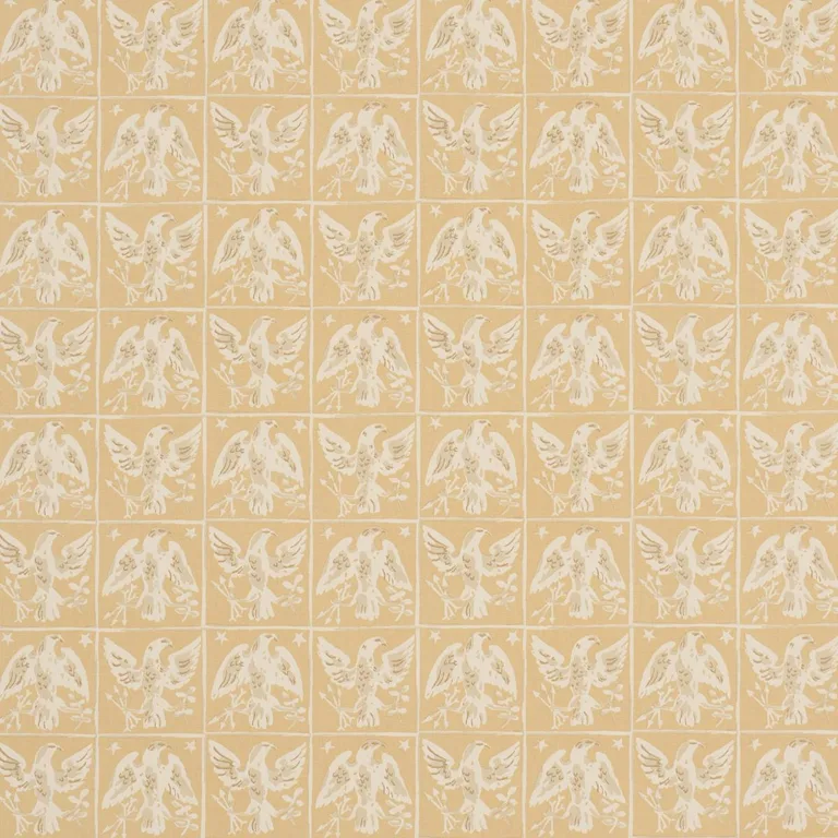 Schumacher 183190 Barton's Eagle Hand Print Yellow fabric swatch