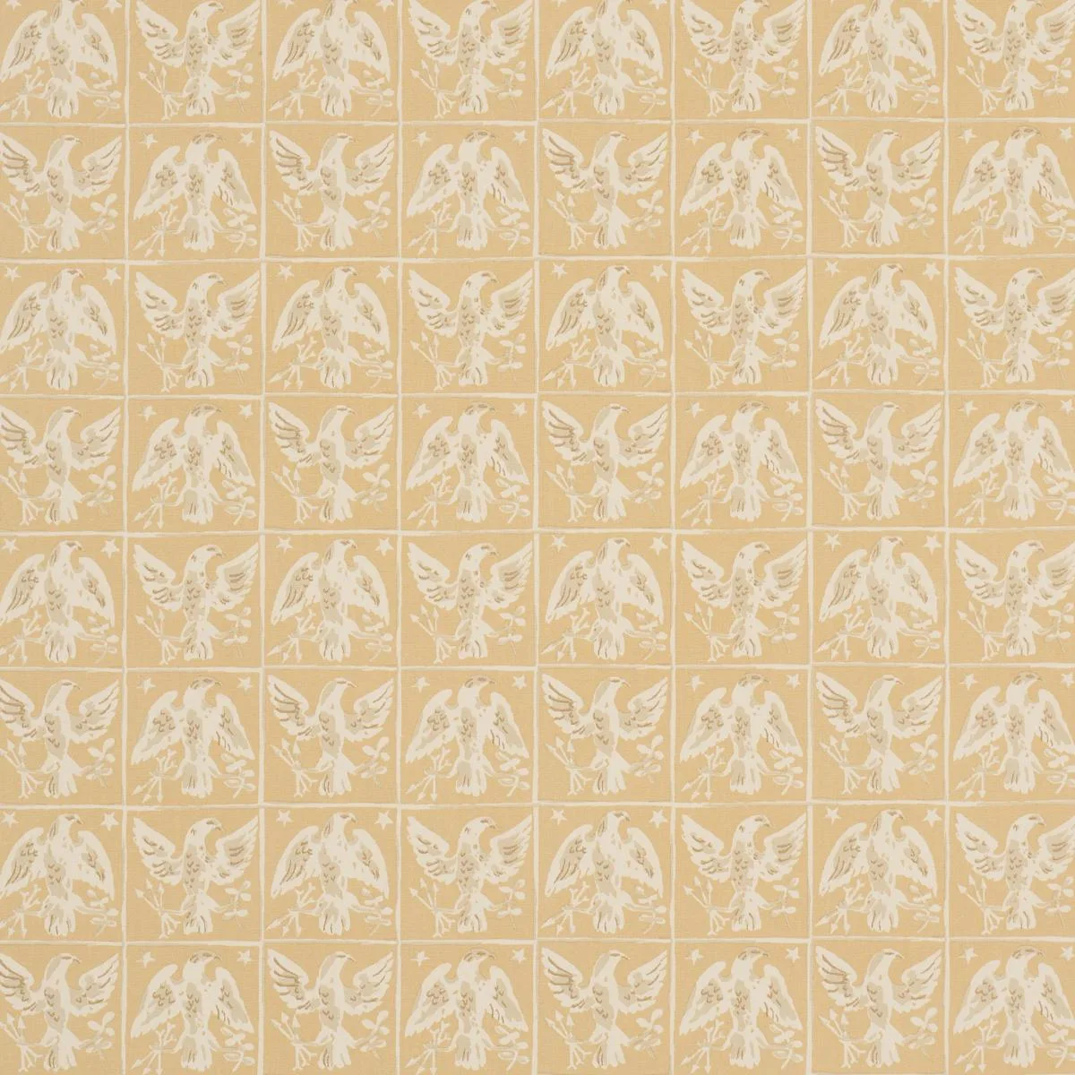 Schumacher 183190 Barton's Eagle Hand Print Yellow fabric swatch