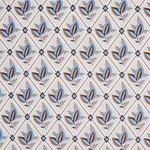 Schumacher 180573 Basile Trellis Delft & Sepia fabric swatch
