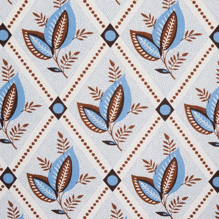Schumacher 180573 Basile Trellis Delft & Sepia fabric swatch