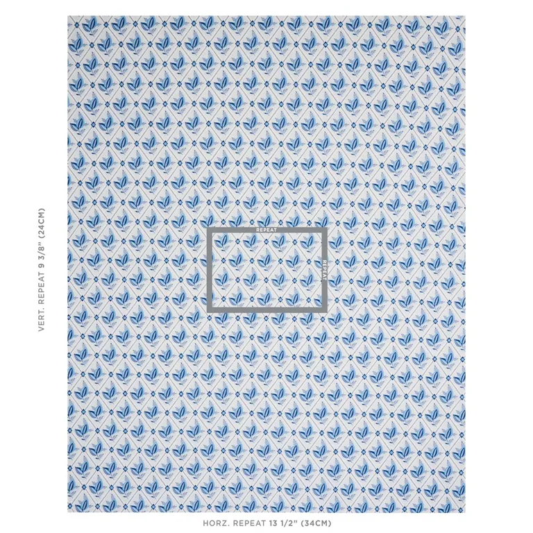 Schumacher 180570 Basile Trellis Porcelain fabric swatch