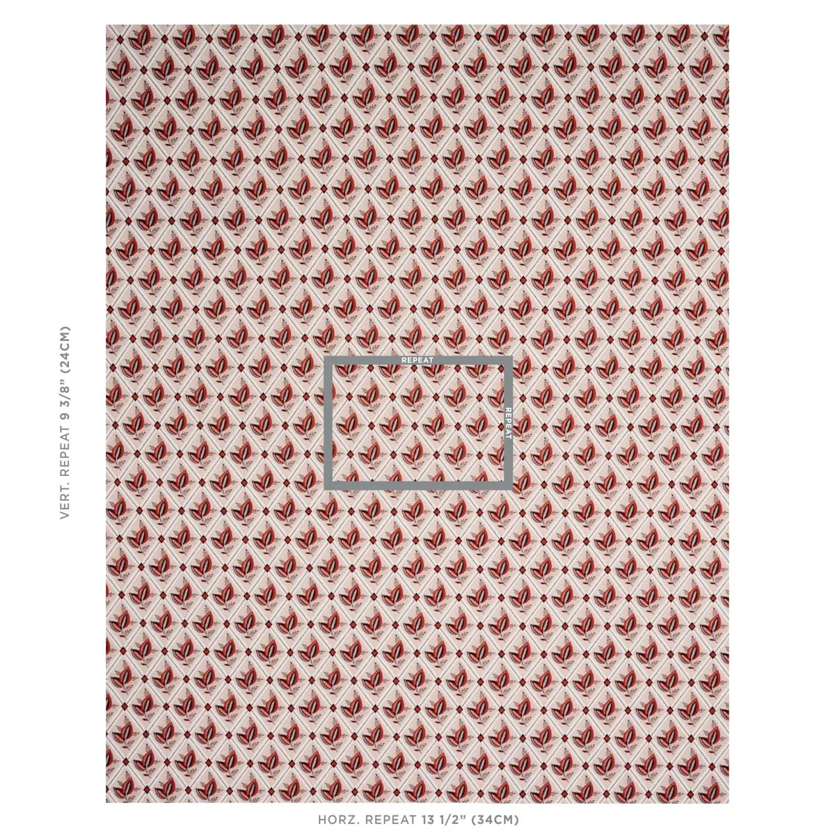 Schumacher 180571 Basile Trellis Spice & Carbon fabric swatch